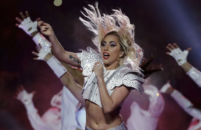 Copyright 2017 The Associated Press. All rights reserved. This material may not be published, broadcast, rewritten or redistributed without permission. Mandatory Credit: Photo by AP/REX/Shutterstock (8269474fl) Singer Lady Gaga performs during the halftime show of the NFL Super Bowl 51 football game between the New England Patriots and the Atlanta Falcons, in Houston Patriots Falcons Super Bowl Football, Houston, USA - 05 Feb 2017